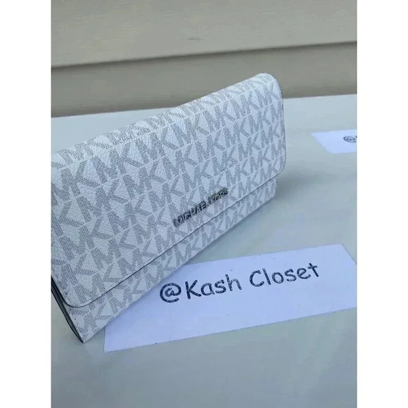 Michael kors MK Jet Set Travel Large Trifold Wallet -Bright White Multi - Picture 1 of 5